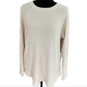 American Eagle Outfitters ivory crew neck waffle knit top size M